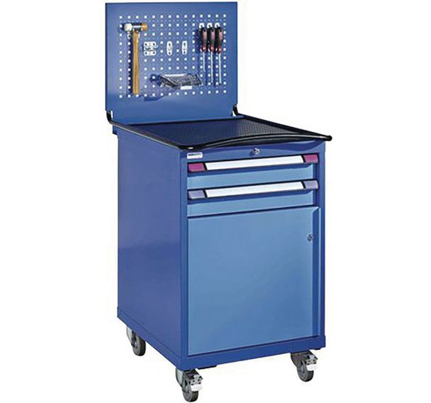 Desserte d'atelier mobile Thurmetall TM-Classic - 2 tiroirs avec panneau perforé