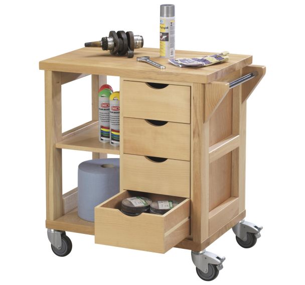 Desserte mobile 1 tablette et caisson 4 tiroirs