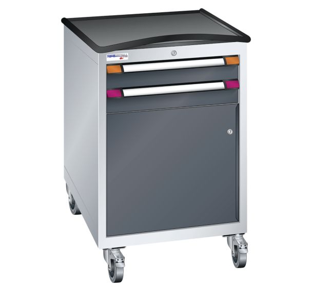 Desserte mobile 2 tiroirs 1 porte hauteur 99,2 cm largeur 80,5 cm Thurmetall