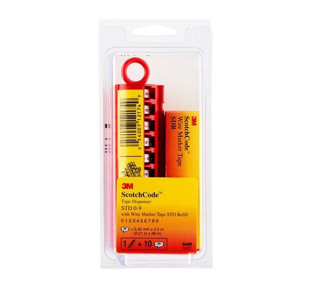 Dévidoir STD chiffres 0-9 + Recharge 10 rouleaux Scotchcode - 3M