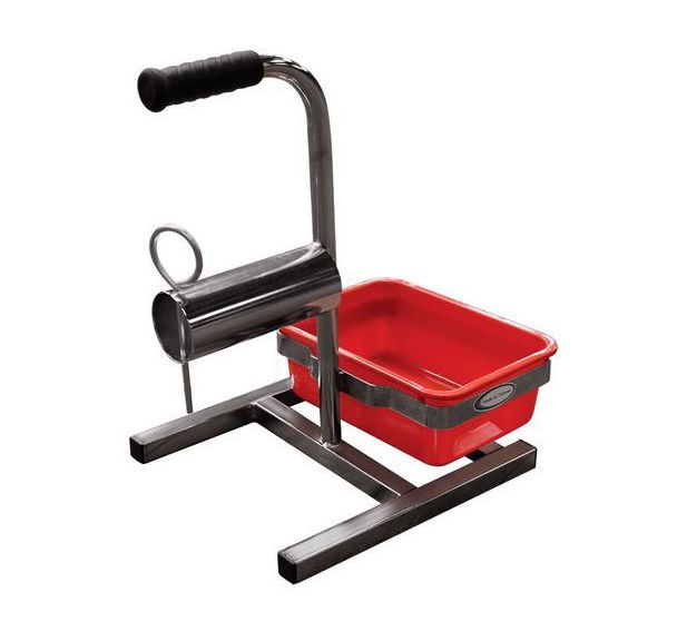 Dévidoir pour bobine feuillard textile bac rouge