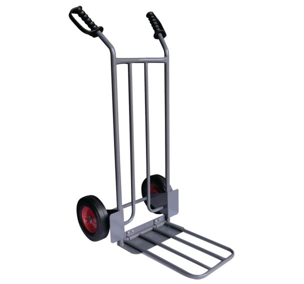 Diable acier 250 kg - Roues caoutchouc - Bavette fixe et pliante