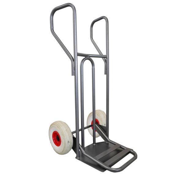 Diable acier incurvé poignées fermées 2 bavettes 250 kg Stockman