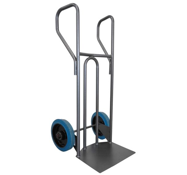 Diable acier incurve poignees fermees grande pelle fixe 250kg Stockman