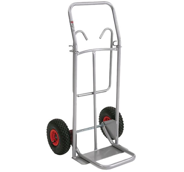 Diable acier porte sac poubelles - Roues pneumatiques - Force 150 kg