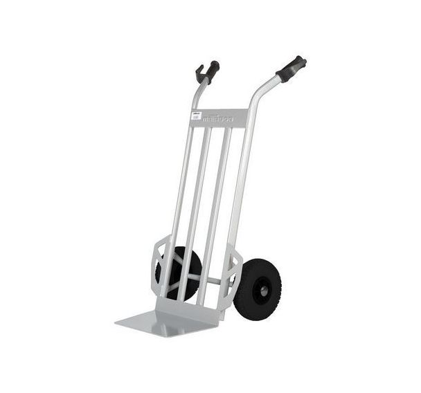 Diable acier tablier surelevé Roue pneumatique Bavette fixe F: 350 kg