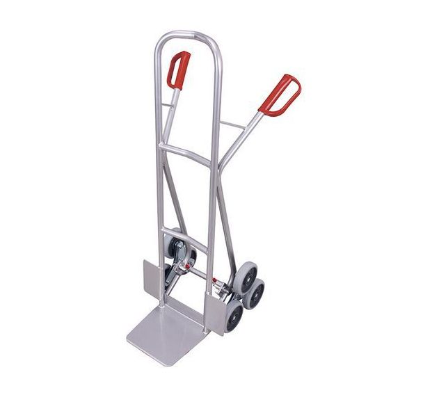 Diable escaliers aluminium avec 2 roues en étoiles à 3 roulettes