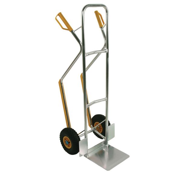 Diable haut aluminium charge 100 kg avec rail escalier - Roues pneumatiques - DLV