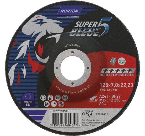 Disque à ébarber Super Blue 4 Metal - Norton