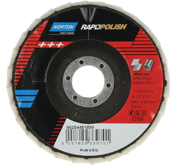 Disque à lamelles Rapid Polish feutre - Norton