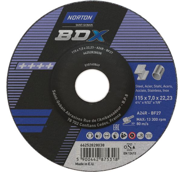 Disque à tronçonner BDX Métal - ø 125 - Norton