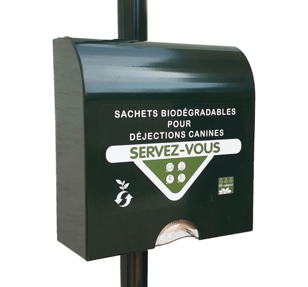Distributeur 100 sachets à déjection canine papier - alu vert - Manutan Expert