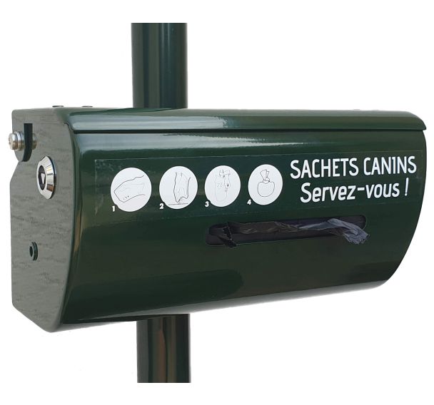 Distributeur alu pour 200 sacs de déjection canine en rouleau vert - Manutan Expert