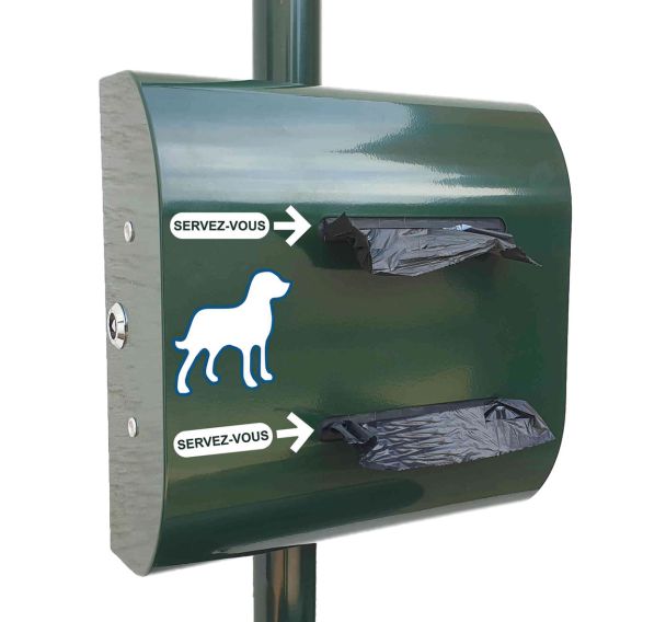 Distributeur alu pour 400 sacs de déjection canine en rouleau vert - Manutan Expert