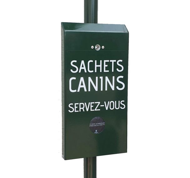 Distributeur pour 300 sachets de déjection canine vert RAL 6009 - Manutan Expert