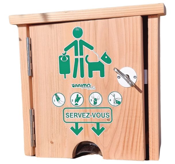 Distributeur liasse papier pour sachet canin - bois