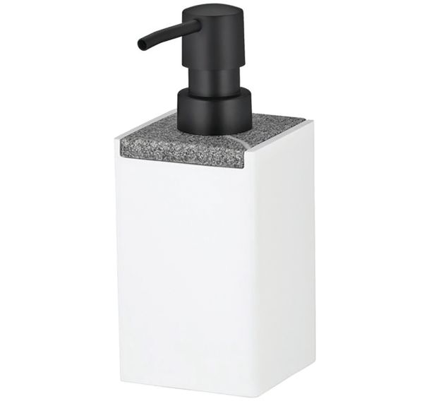 Distributeur savon cube blanc pierre