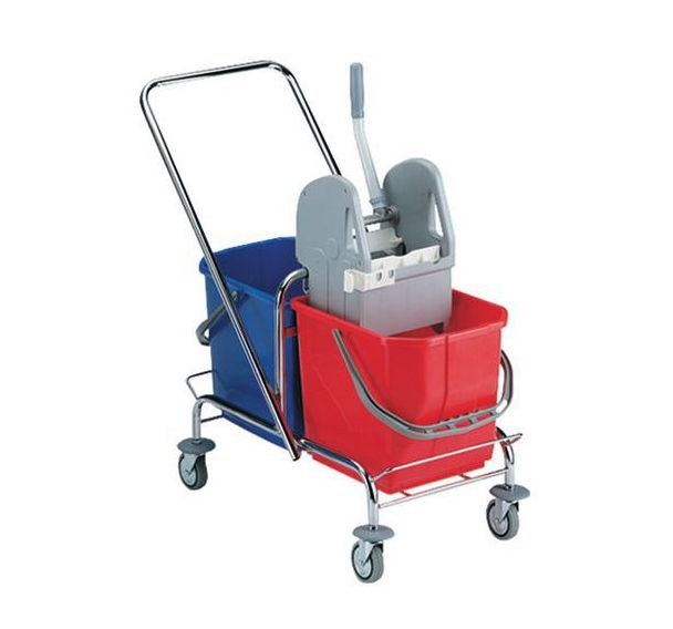Double seau roulant chromé - 30 et 50 L
