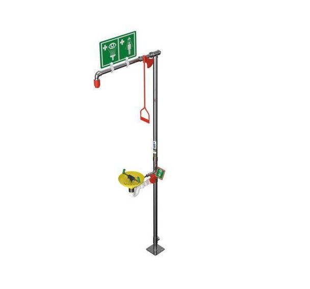 Douche de sécurité non chauffée avec laveur d'yeux à cuve