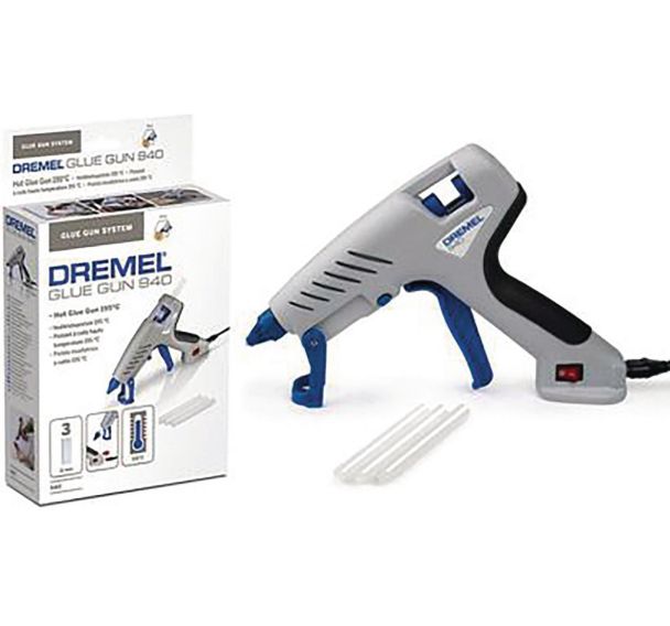 Dremel pistolet à colle 940-3 outil compact (195°c), 3 accessoires