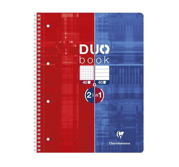 Duo Book reliure intégrale 22,5x29,7cm 80p Q.5x5 + 80p Ligné perfo4 trous
