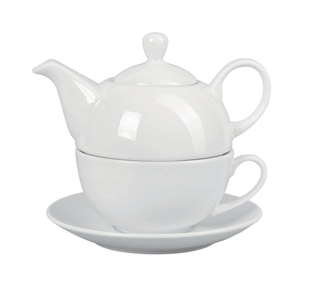 Duo Tasse Théière en porcelaine ø15 cm 45cl blanc