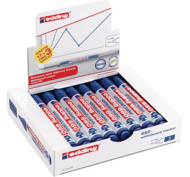 Eco Pack marqueurs e660 17+ 3 offerts bleus - EDDING