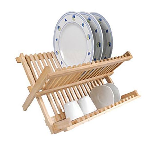 Egouttoir à vaisselles pliable en bois