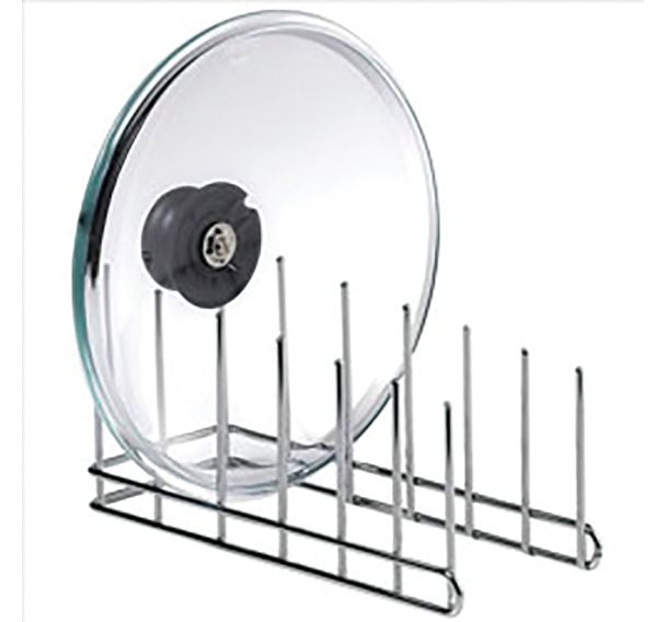 Egouttoir avec range couvercles en inox chromé