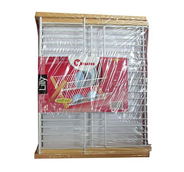 Egouttoir pliable avec grille et cadre en bois de pin