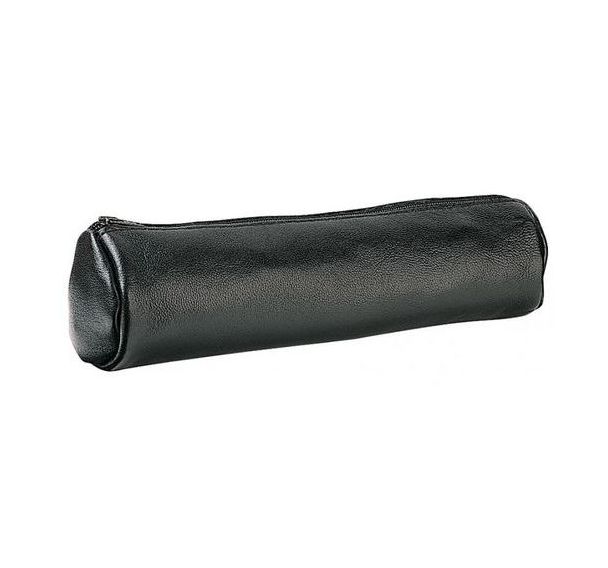 Elba Fourre-Tout Rond 6x21cm à Fermeture Eclair Cuir Ebène Noir