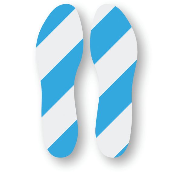 Empreinte de pas adhésive LeanStripe - Bleu/Blanc - Ergomat