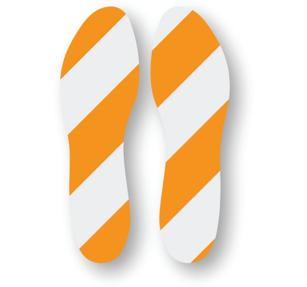 Empreinte de pas adhésive LeanStripe - Orange/Blanc - Ergomat