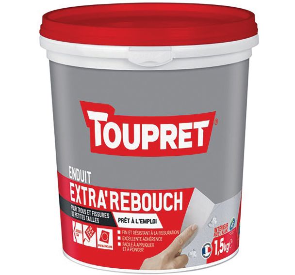 Enduit rebouchage intérieur pate 1.5kg blanc spatule incluse