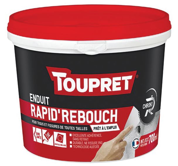 Enduit rebouchage pate rapide gris pour intérieur extérieur