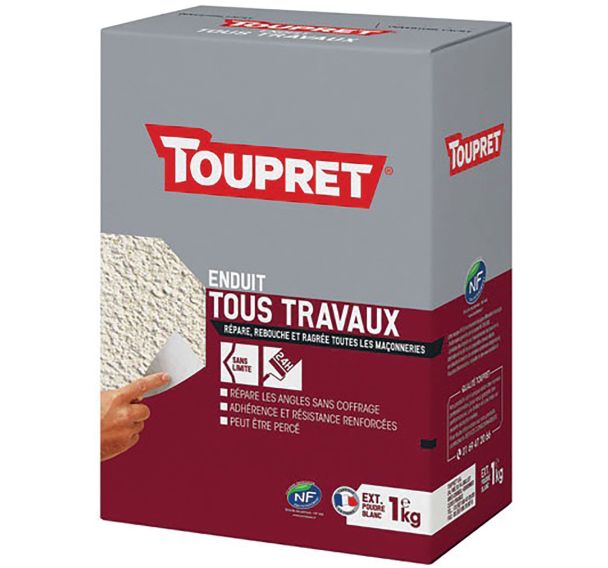 Enduit tous travaux extérieur poudre 1kg blanc