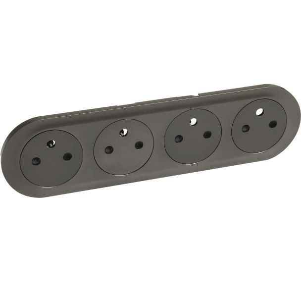 Enjoliveur prise 4x2P+T standard précâblée compacte graphite