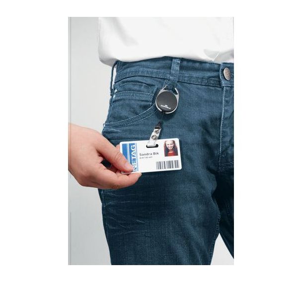Enrouleur de badge STYLE avec à bouton pression - Noir