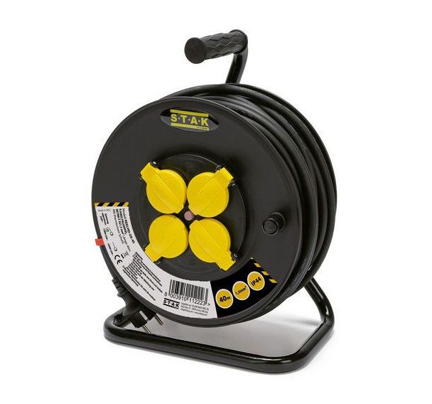 Enrouleur de chantier standard SCHUKO. 4 prises IP44