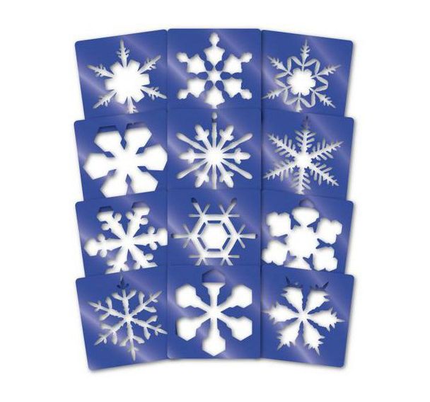 Ensemble 12 pochoirs géants flocons 230 x 200 mm