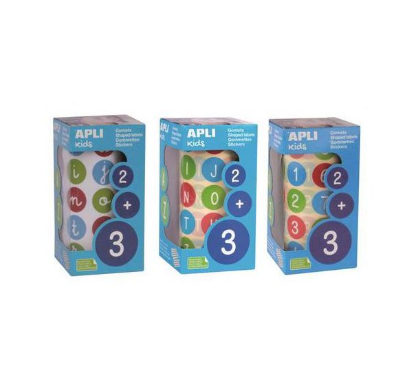 Ensemble 3 rouleaux gommettes chiffres, lettres minuscules et majuscules