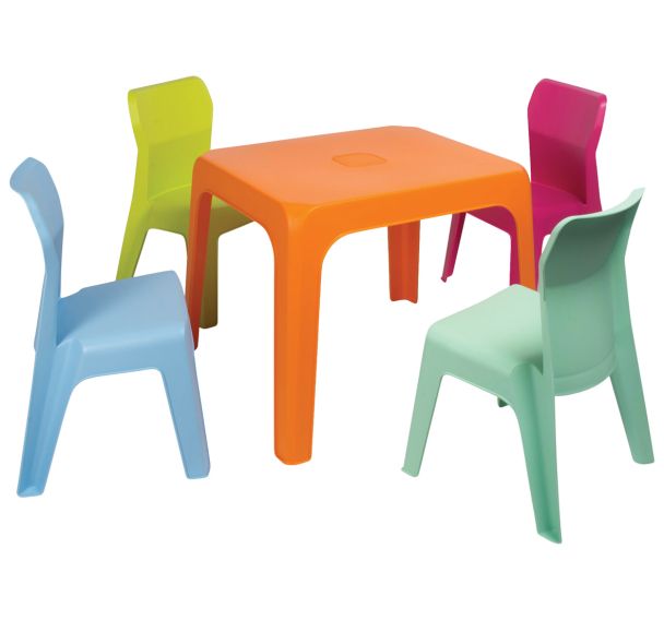 Ensemble JAN maternelle T2 - 1 table 4 chaises polypro - multicolore