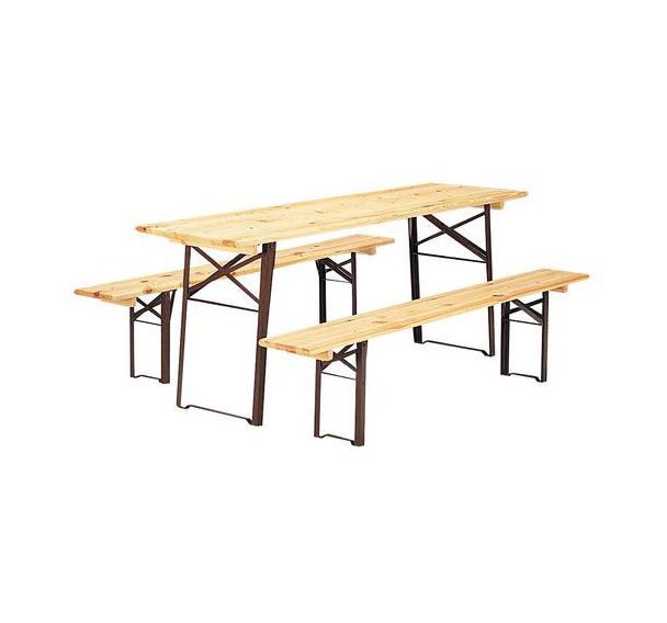 Ensemble bois table et bancs pliants