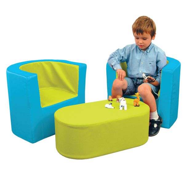 Ensemble de 2 fauteuils dauphin et table