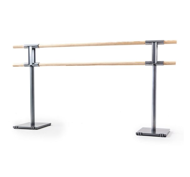 Ensemble de 2 poteaux de danse double avec roulettes et 2 barres de 2m