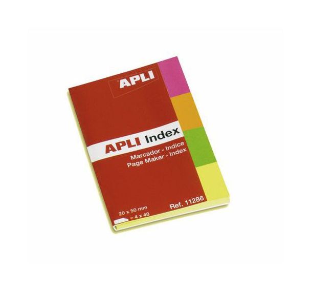 Ensemble de 4 blocs de 40 feuilles marque-pages 20x50 mm assorties repositionnables