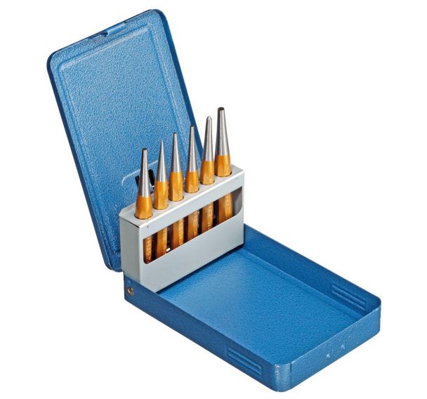 Ensemble de 6 poinçons dans une cassette à charnière métallique