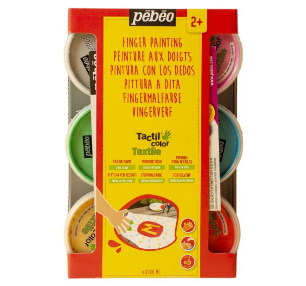 Ensemble de 6 pots de 100 ml de gouache aux doigts Pebeo nacrée