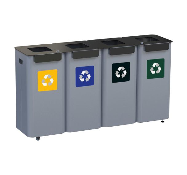 Ensemble de bacs de recyclage, en métal et modulable