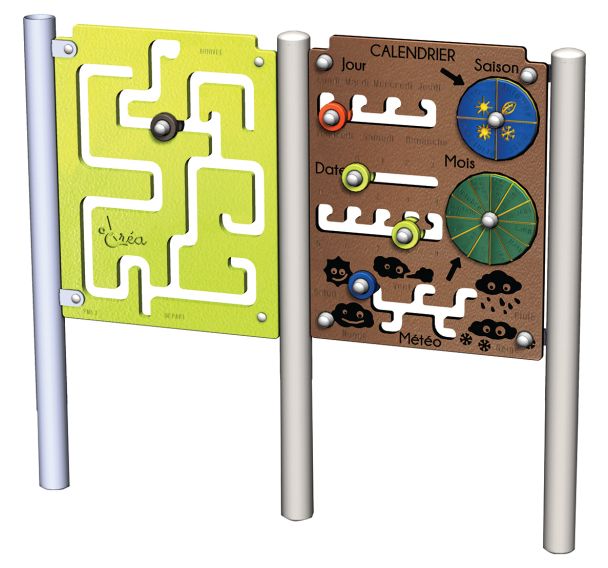 Ensemble de panneaux : labyrinthe et calendrier